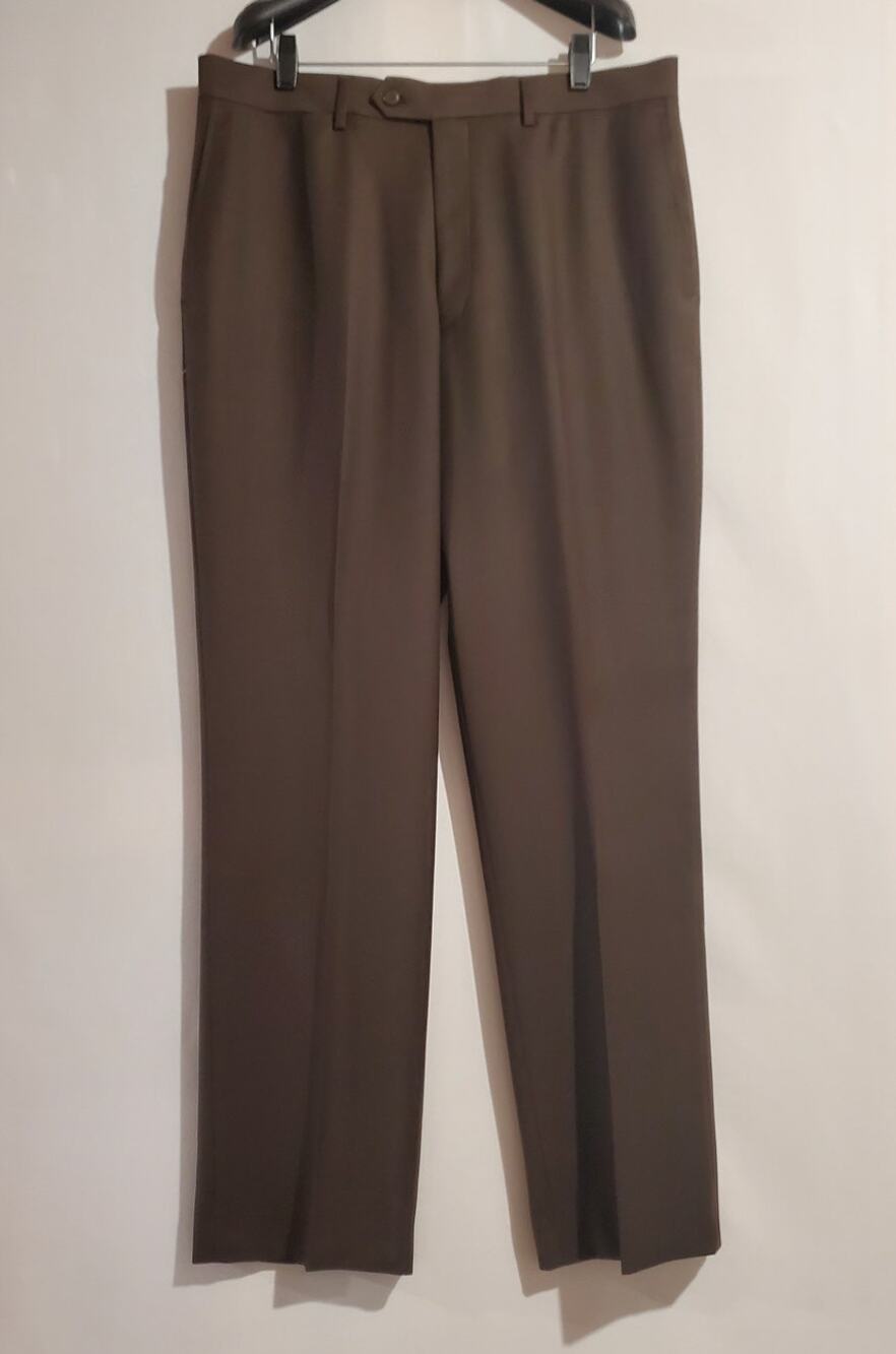 NWT Stafford Mens Super Pant Sz 36x32 Brown Wrinkle Stain Resistant Work Office